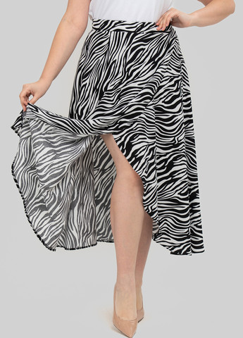 Черно-белая кэжуал зебра юбка A'll Posa клешированная, на запах