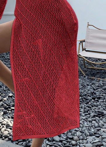 Бордова пляжна сукня силуетна SHEIN з абстрактним візерунком