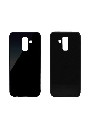 Чехол (Real Glass) для Samsung A6+ (A605) (черный) Intaleo для Samsung A6+ (A605) (черный) (131339947)