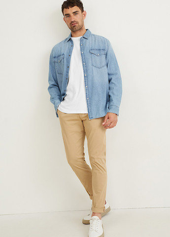 Лонгслів C&A однотонний білий кежуали бавовна, трикотаж