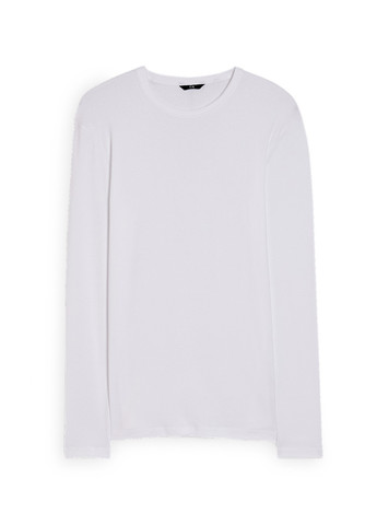 Лонгслів C&A однотонний білий кежуали бавовна, трикотаж