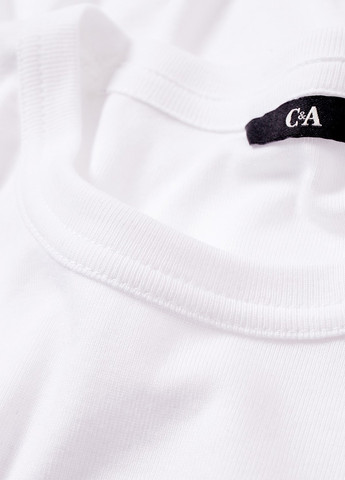 Лонгслів C&A однотонний білий кежуали бавовна, трикотаж