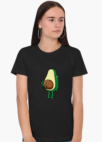 Черная демисезон футболка женская авокадо (avocado) (8976-2032) xxl MobiPrint