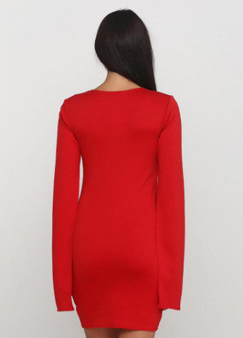 Червона кежуал оригінальна приталене плаття з французького трикотажу з розрізами на рукавах ebigail червоний Podium однотонна