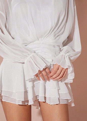 Белое кэжуал платье рубашка SHEIN однотонное