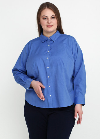 Синяя кэжуал рубашка однотонная Talbots