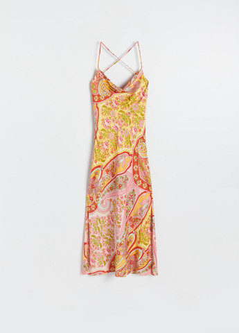Комбинированное кэжуал платье с открытой спиной Reserved с цветочным принтом
