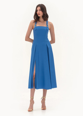 Голубое кэжуал платье клеш BGL однотонное