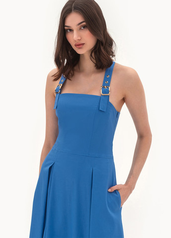 Голубое кэжуал платье клеш BGL однотонное