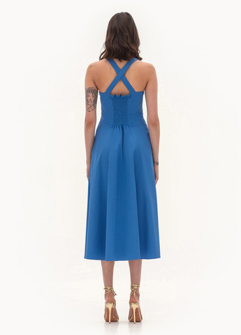 Голубое кэжуал платье клеш BGL однотонное