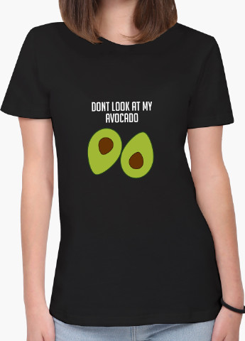Чорна демісезон футболка жіноча авокадо (avocado) (8976-1795) xxl MobiPrint