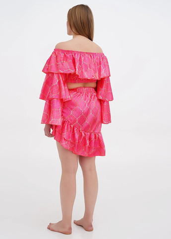 Розовая пляжный с рисунком юбка Moda Minx на запах