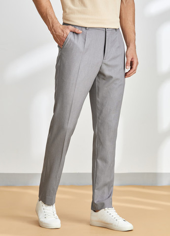 Светло-серые кэжуал демисезонные прямые брюки SHEIN