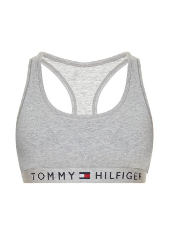 Серый спортивный бюстгальтер Tommy Hilfiger без косточек трикотаж, хлопок