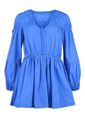 Темно-голубое кэжуал платье клеш Boohoo однотонное