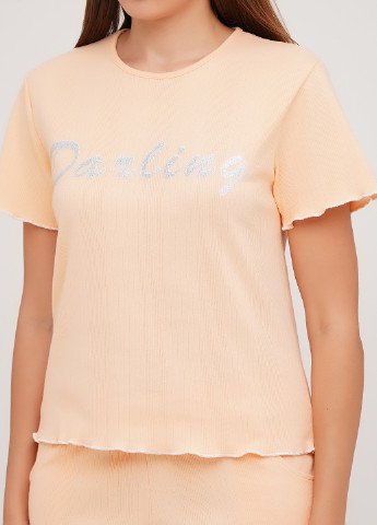 Персиковая всесезон пижама (футболка, шорты) футболка + шорты Lucci