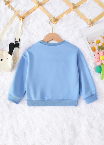 SHEIN свитшот однотонный голубой кэжуал полиэстер