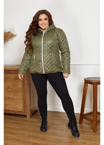 Оливкова (хакі) демісезонна куртка 224-1 64 хакі N.N.C.Fashion