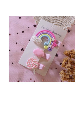 Набір дитячих заколок для волосся "Веселкові", рожевий 3 шт Анна Ясеницька (253865733)