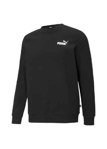 Свитшот Essentials Small Logo Crew Neck Men's Sweatshirt Puma однотонная чёрная спортивная хлопок, полиэстер, эластан