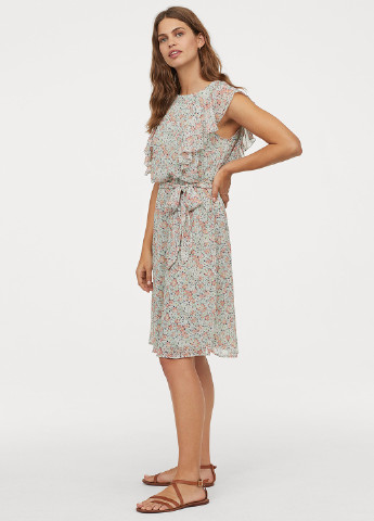 М'ятна кежуал сукня для годуючих кльош H&M з квітковим принтом