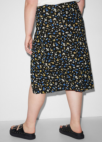 Черная кэжуал цветочной расцветки юбка C&A