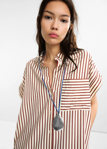 Червона кежуал сукня сукня-сорочка Parfois в смужку