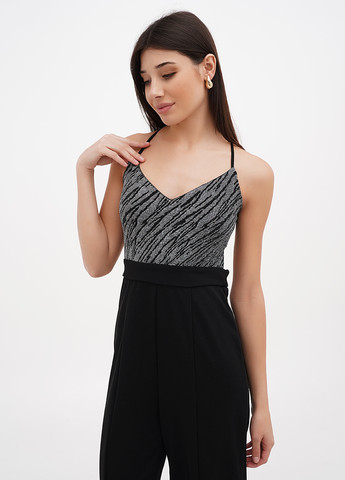 Комбінезон SHEIN комбінезон-брюки абстрактний чорний кежуал, вечірній поліестер