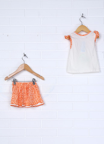 Оранжевый летний комплект (футболка, юбка) Клим