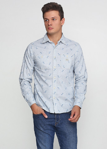 Голубой кэжуал рубашка с цветами Ralph Lauren с длинным рукавом