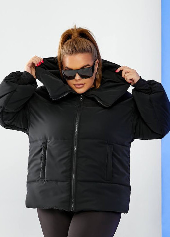 Черная зимняя теплая женская куртка Hand Made