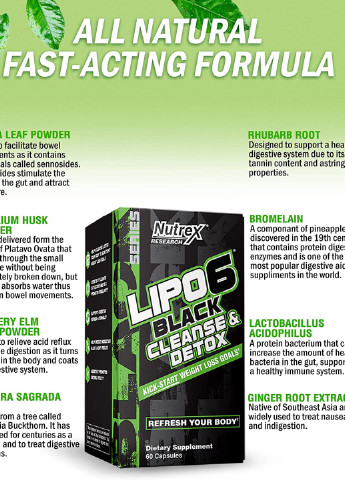Детокс комплекс Lipo-6 Black Cleanse & Detox 60 Caps Nutrex (254371976)