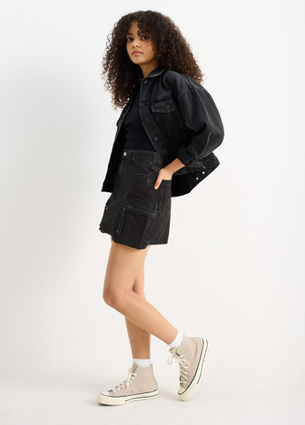 Темно-серая джинсовая однотонная юбка C&A карго