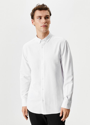 Белая классическая, кэжуал рубашка в горошек KOTON