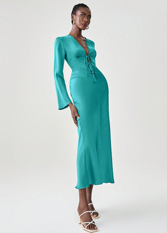 Темно-бирюзовое праздничный, вечернее, кэжуал платье футляр, а-силуэт SHEIN однотонное