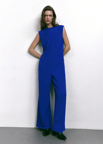 Комбінезон SHEIN комбінезон-брюки однотонний синій кежуал поліестер