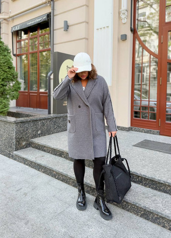 Темно-сіре демісезонне Пальто двобортне No Brand