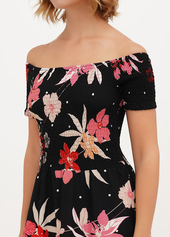 Чорна кежуал сукня кльош Imperial з квітковим принтом