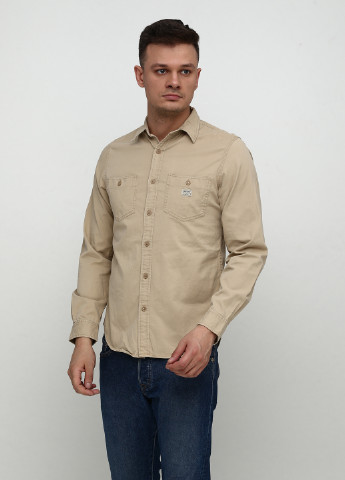 Бежевая кэжуал рубашка однотонная Ralph Lauren с длинным рукавом
