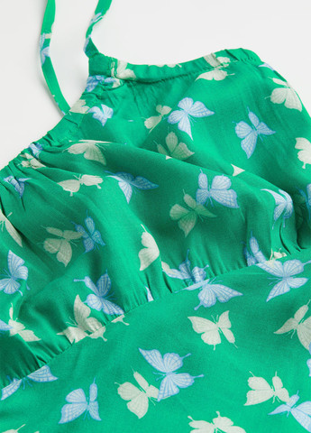 Зелена кежуал сукня сукня-комбінація H&M метелики