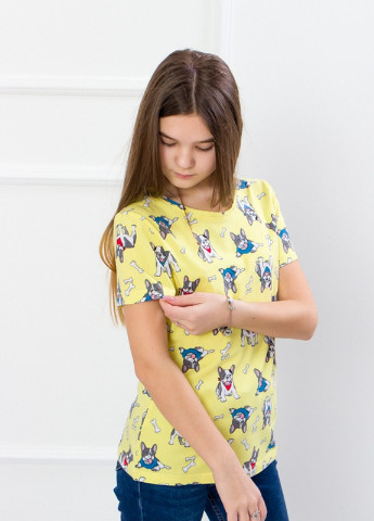 Желтая летняя футболка для девочки (подростковая) Носи своє 6012
