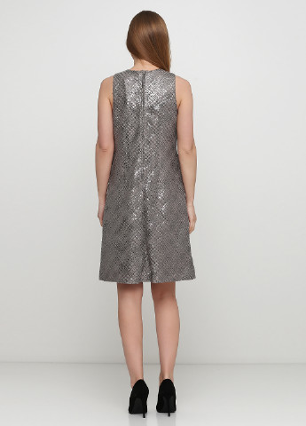 Серебряное коктейльное платье футляр Lauren by Ralph Lauren однотонное