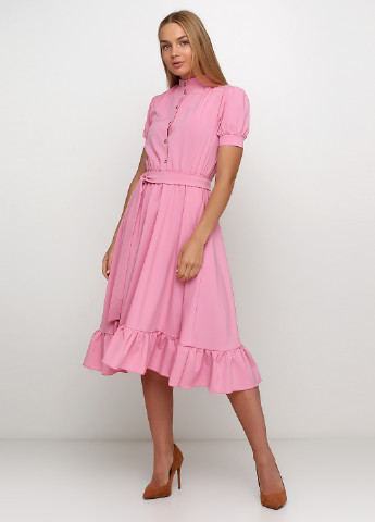 Розовое кэжуал платье рубашка, клеш ANVI однотонное