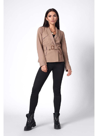 Бежевый кэжуал пиджак SL-Fashion - однотонный - демисезонный