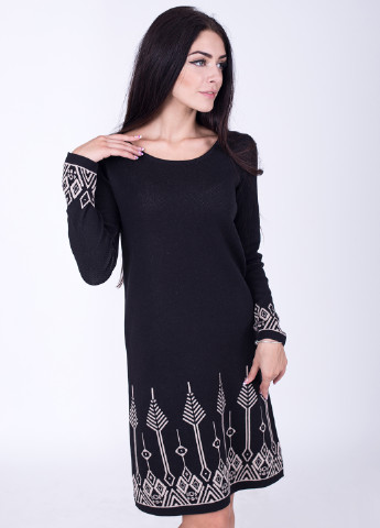 Черное кэжуал платье с длинным рукавом Bakhur
