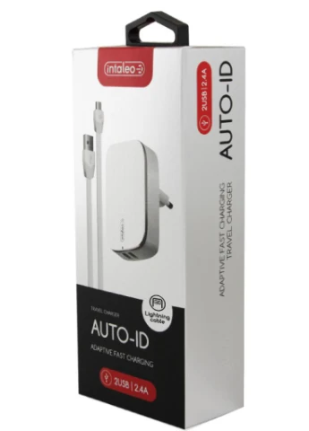 Зарядний пристрій TCG242 (2USB2,4A) + Lightning cable white (1283126477454) Intaleo (216637928)