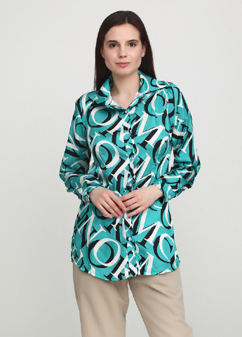 Бирюзовая кэжуал рубашка с абстрактным узором Normcore