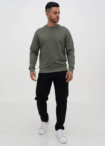 Оливковый свитшот Trend Collection однотонный без декора (328567390)