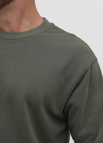 Оливковый свитшот Trend Collection однотонный без декора (328567390)