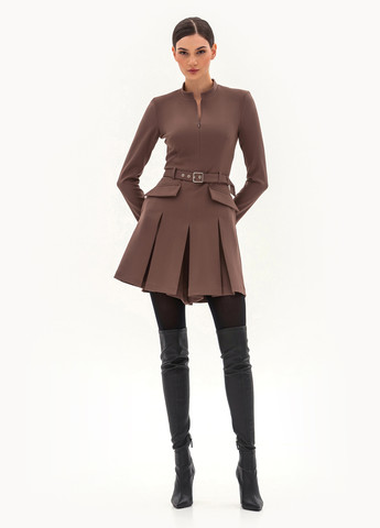 Платье-комбинезон BGL комбинезон-шорты однотонный коричневый деловой, кэжуал вискоза